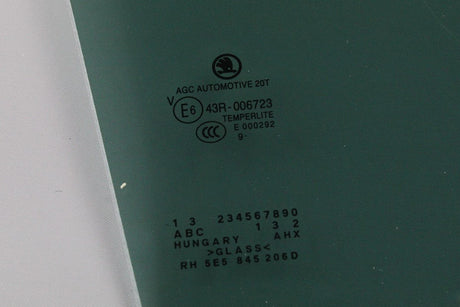 Skoda Octavia 5E 2013- Rear right door window drop glass 5E5845206D