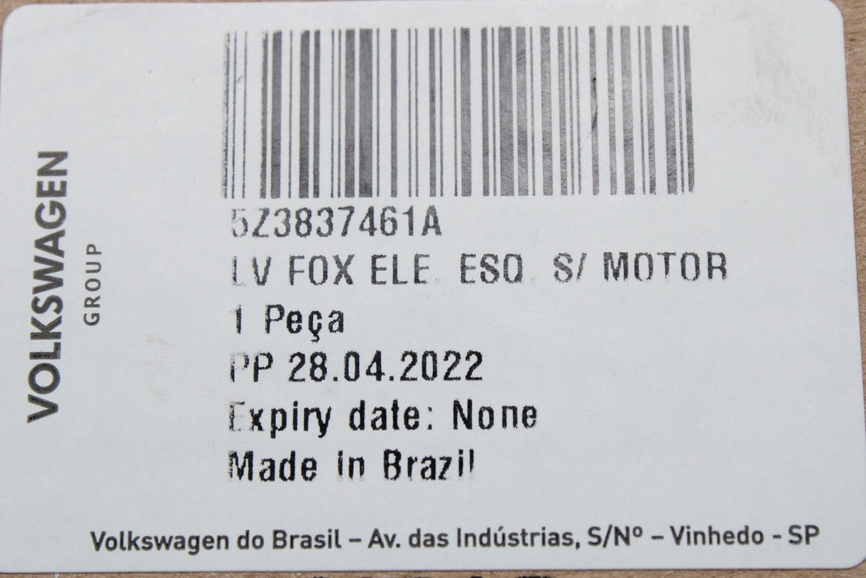 VW Fox 2005-2012 3-door window regulator (left) 5Z3837461A