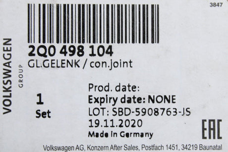 VW T-Cross Audi A3 Octavia Scala Leon front CV joint (inner) 2Q0498104
