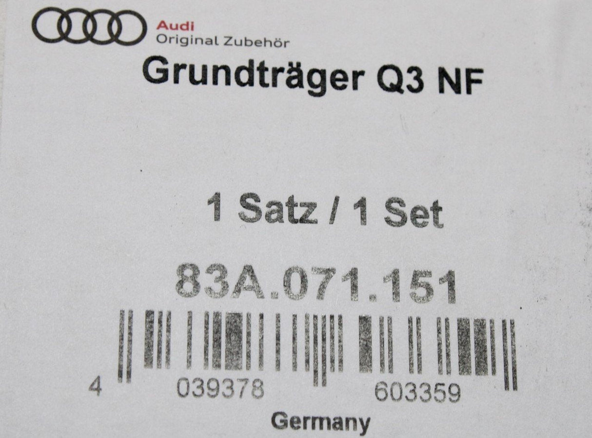 Audi Q3 RSQ3 2019-on accessory roof bars set 83A071151