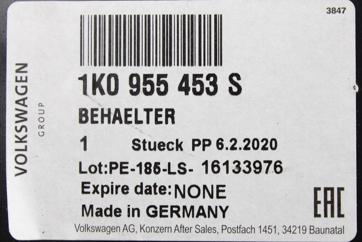 VW Golf Audi A3 Skoda Octavia SEAT Leon 5.5L Washer reservoir 1K0955453S