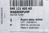 VW Audi Skoda SEAT A3 Golf 1.2 1.4 TSI Coolant water pump 04E121600AD