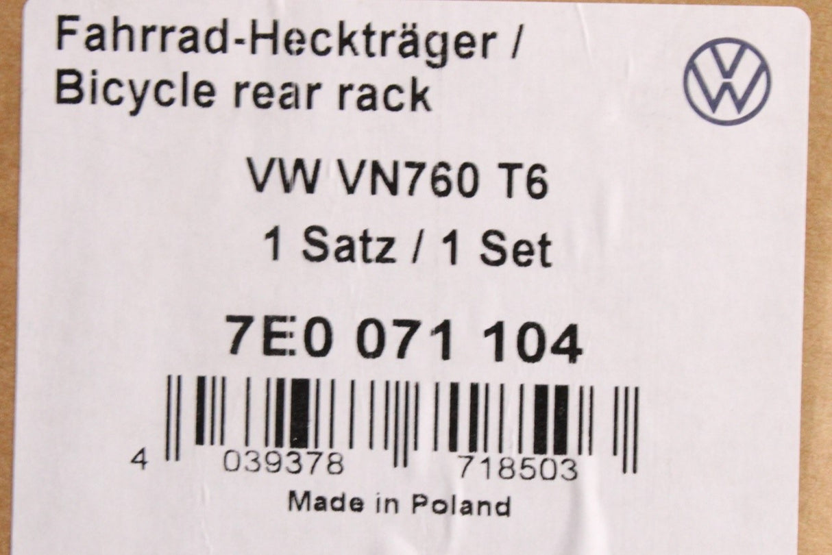 VW T6 T6.1 Transporter Caravelle Cali tailgate 4 bike carrier 7E0071104