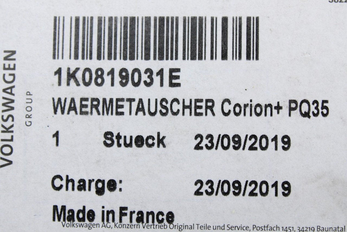 VW Golf MK6 Jetta Audi A3 Q3 Skoda SEAT heater matrix LHD 1K0819031E