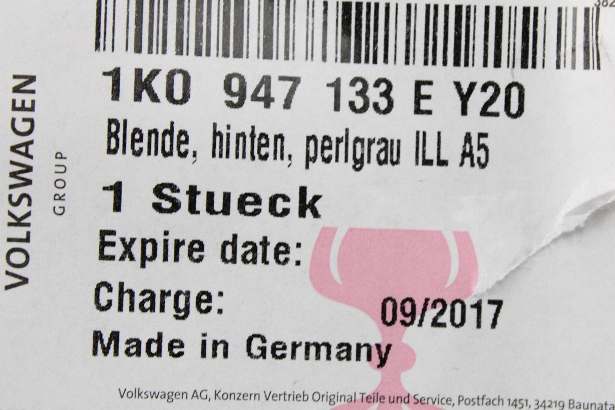 VW Golf MK5 MK6 Skoda SEAT interior light trim (front) 1K0947133E Y20