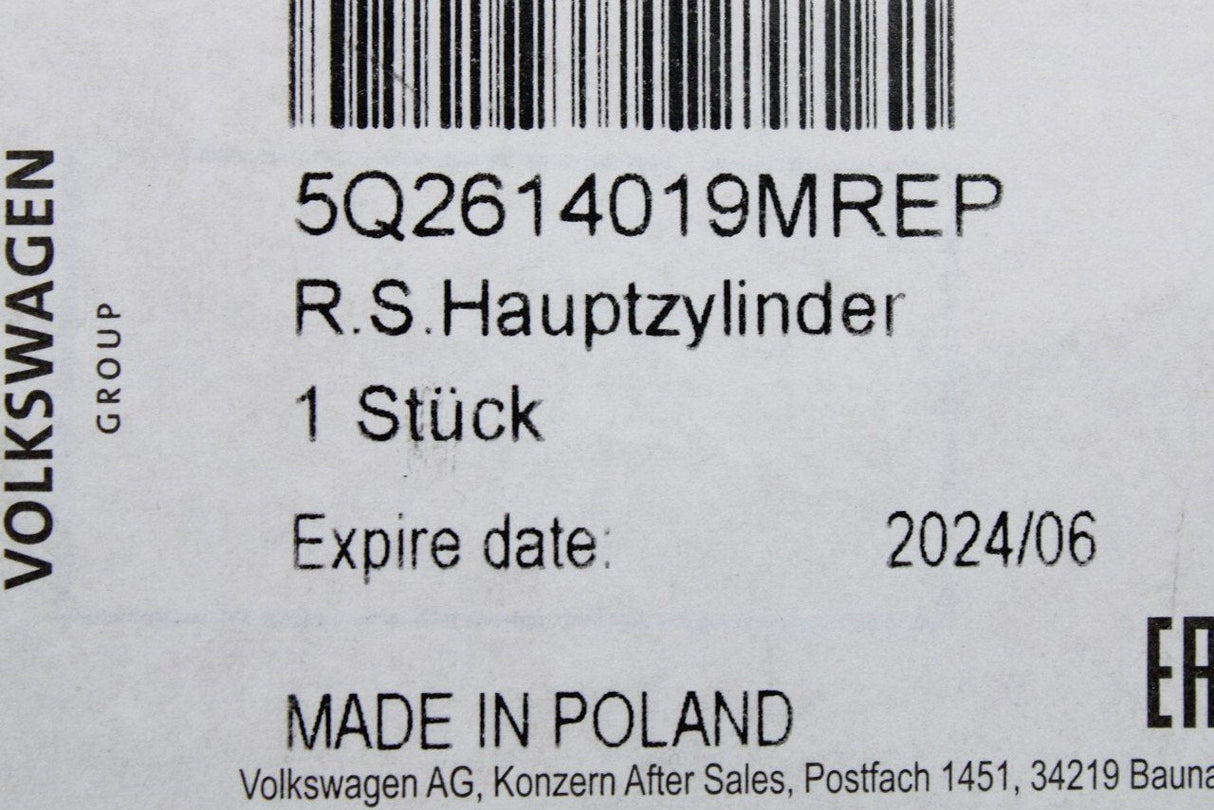 VW T-Roc Audi A3 Skoda SEAT tandem brake master cylinder 5Q2614019M REP