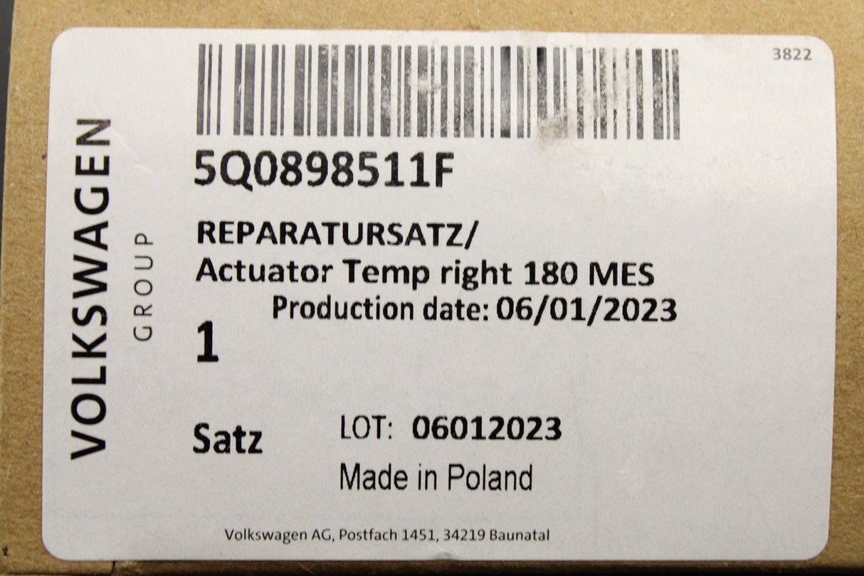VW Audi Skoda SEAT temperature regulating flap motor 5Q0898511F