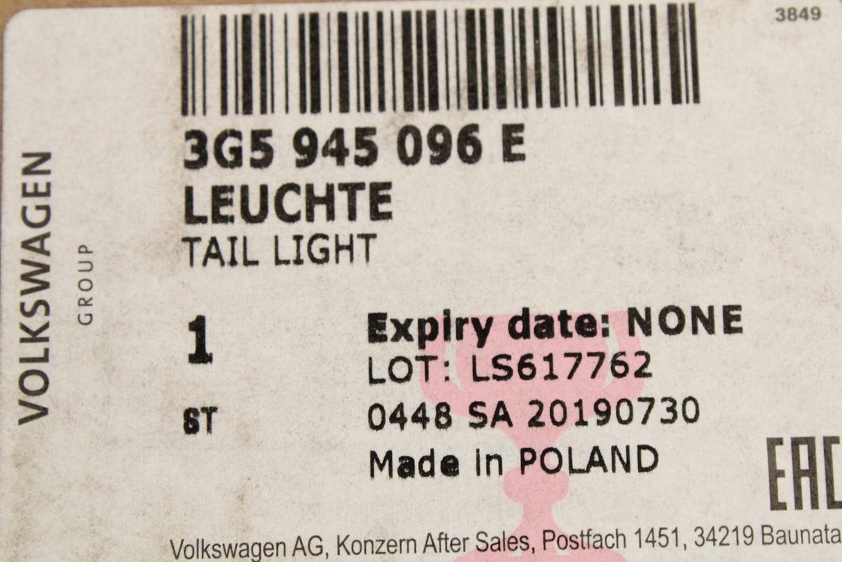 VW Passat B8 2018-2024 RHD LED tail light (outer right) 3G5945096E