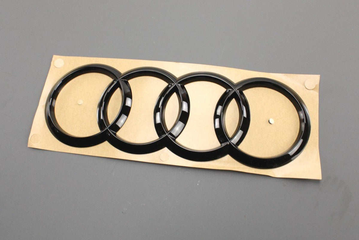 Audi A4 S4 Saloon 2016-on Audi rings logo rear badge (black) 8W0071802, view 1