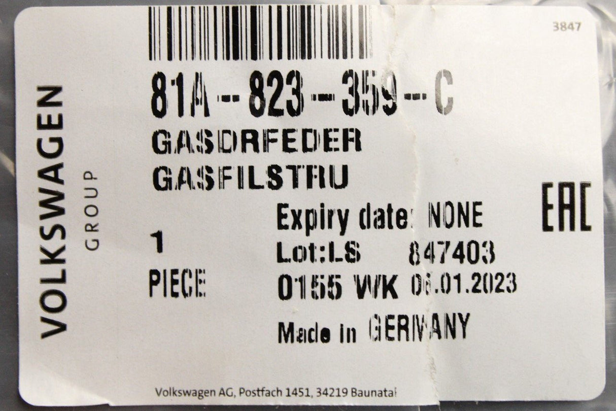 Audi Q2 2017-on front bonnet gas filled strut (x1) 81A823359C