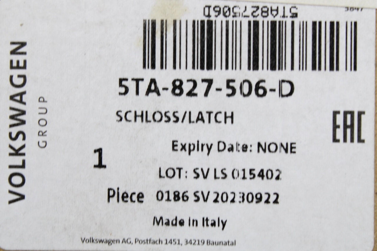 VW Golf Passat Tiguan Transporter 15-on SEAT boot lock 5TA827506D