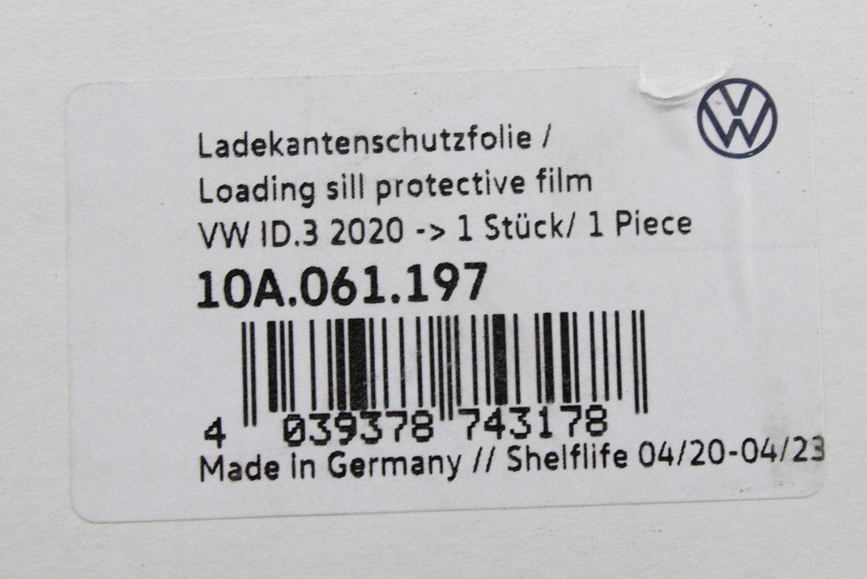 VW ID.3 2020-on rear bumper scratch protection film (clear) 10A061197
