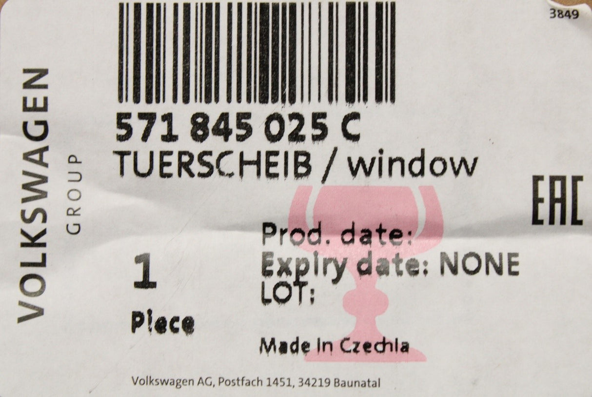 VW Tiguan 2024-on tinted door window glass (rear left) 571845025C
