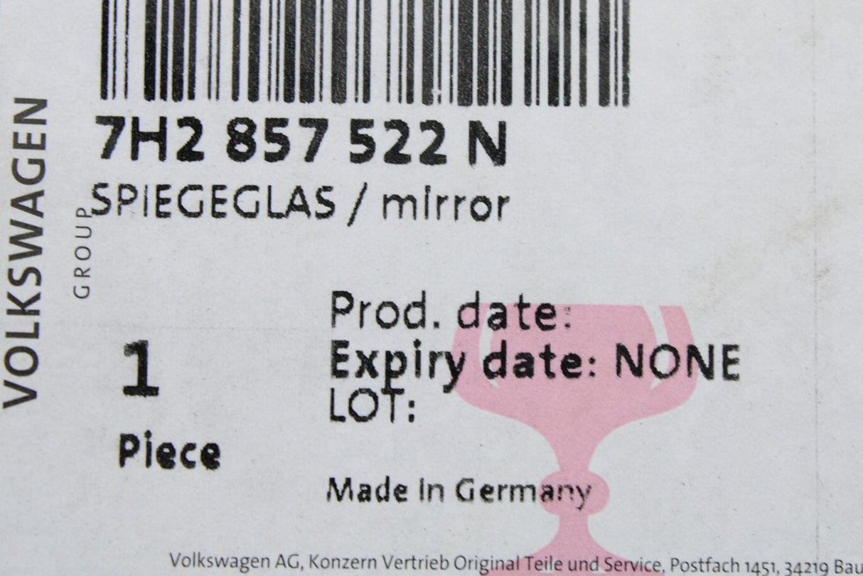 VW Transporter T5 Caddy 03-15 heated mirror glass (right-RHD) 7H2857522N