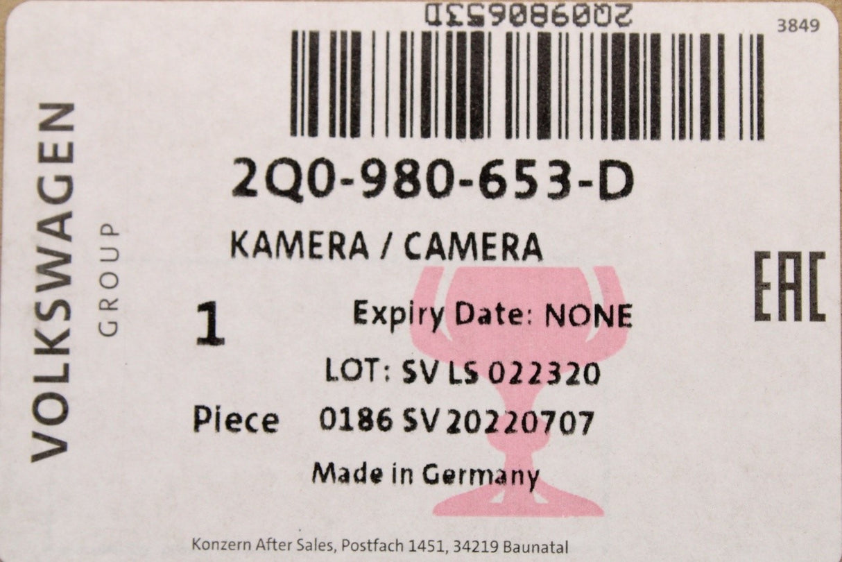 VW Audi Skoda SEAT 2016-on driver assistance camera 2Q0980653D