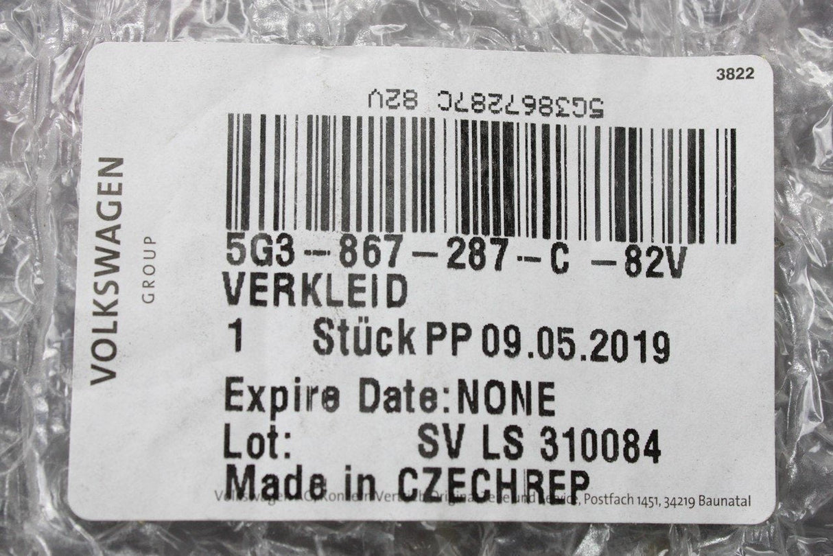 VW Golf MK7 MK7.5 3 Door Rear left upper C pillar trim 5G3867287C82V