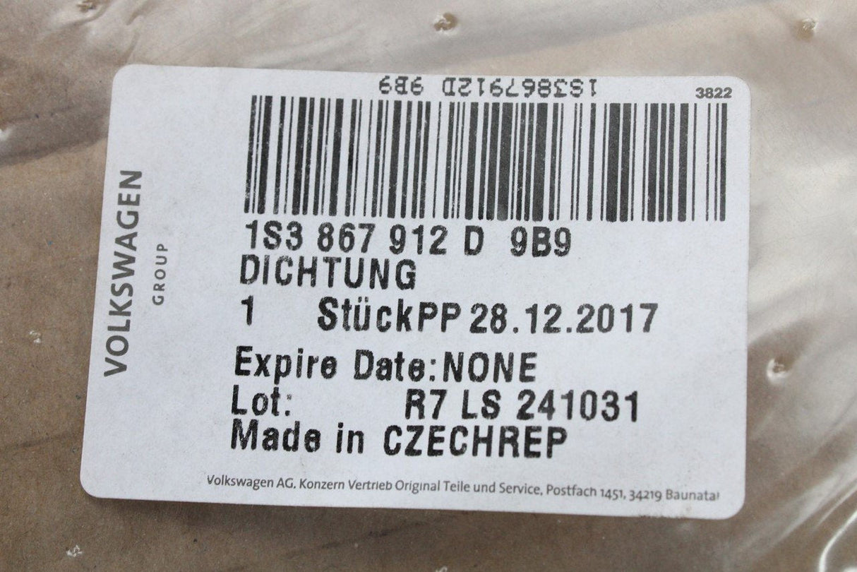 VW Up! Skoda Citigo SEAT Mii Front right inner door seal 1S3867912D 9B9