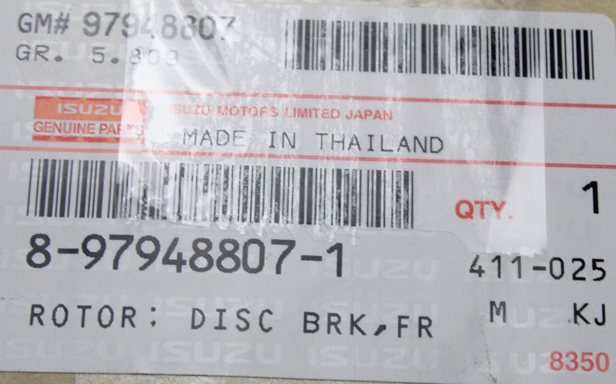 Isuzu DMax Denver front vented brake disc 300mm pair (x2) 8979488071