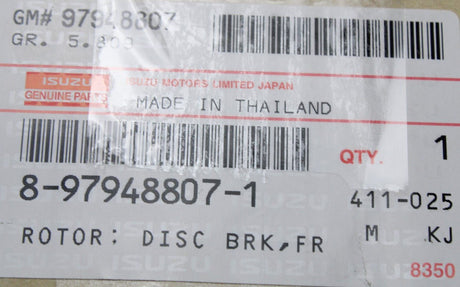 Isuzu DMax Denver front vented brake disc 300mm pair (x2) 8979488071