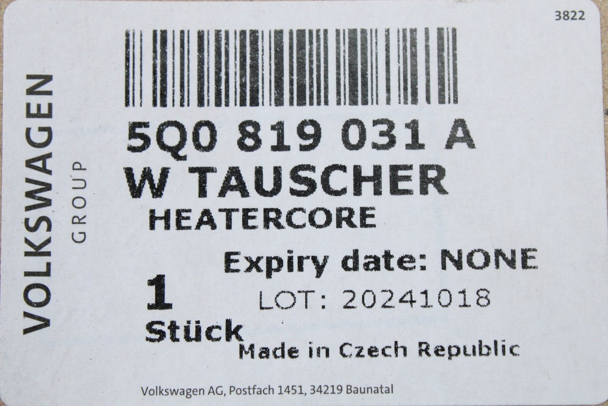 VW Golf MK7 MK7.5 Audi TT Q3 Skoda SEAT heater matrix core 5Q0819031A