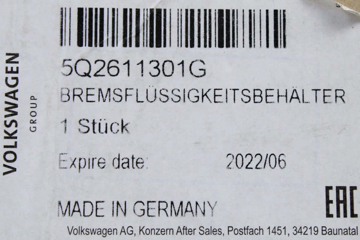 VW Golf MK7 Audi A3 Q2 Skoda SEAT RHD brake fluid reservoir 5Q2611301G
