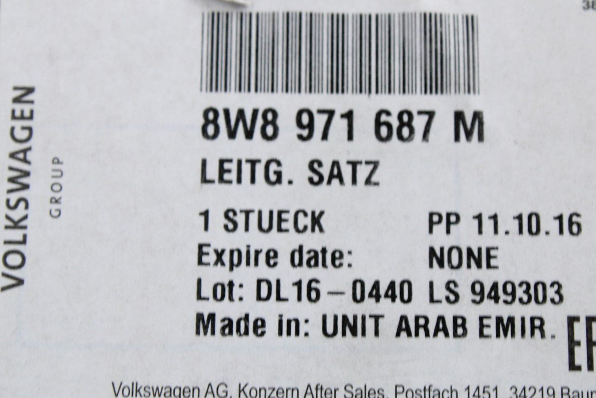 Audi A5 S5 RS5 Sportback 2017-on door wiring harness (rear) 8W8971687M