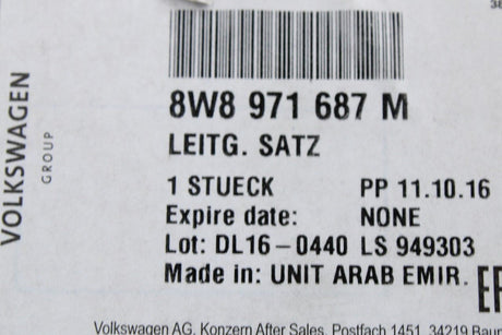 Audi A5 S5 RS5 Sportback 2017-on door wiring harness (rear) 8W8971687M