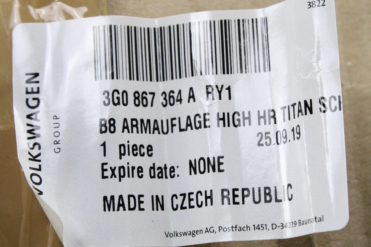 VW Passat B8 2015-on interior door arm rest (rear right) 3G0867364A RY1