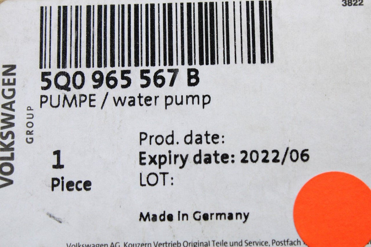VW Arteon Tiguan Audi TT Skoda SEAT 2.0 additional water pump 5Q0965567B