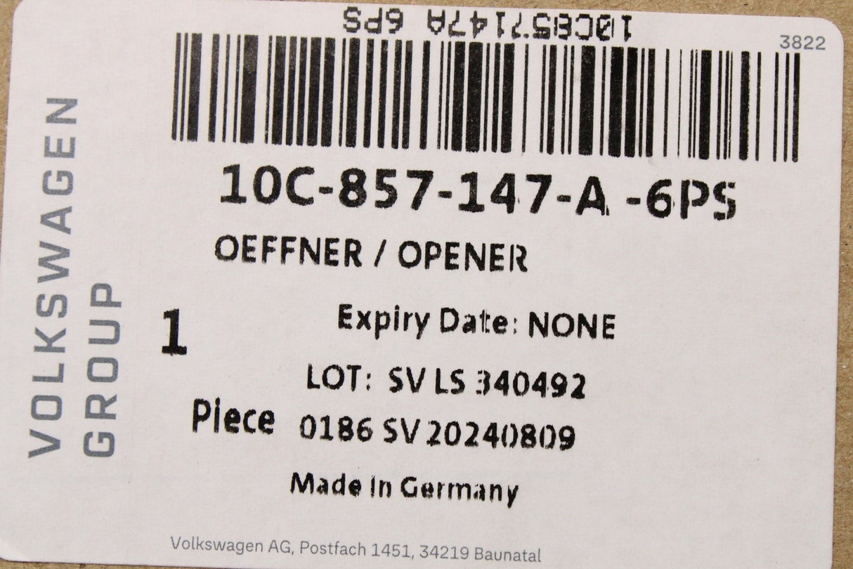 VW ID.3 2020-on RHD glove box opening button 10C857147A 6PS