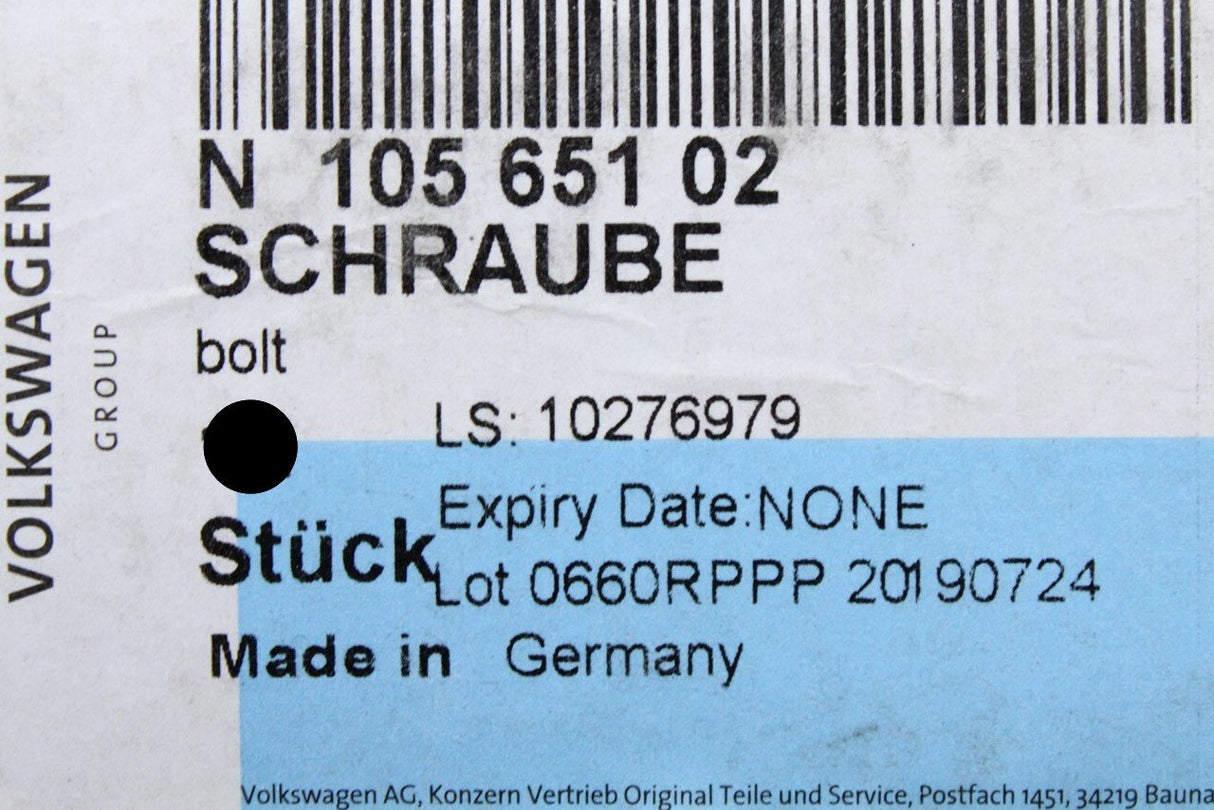 VW Touareg 7P 2011-2018 drive traction motor bolt (M12x60) N10565102