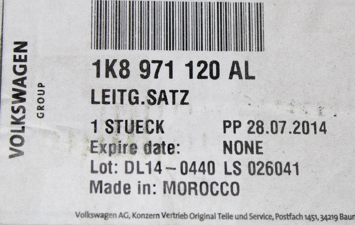 VW Scirocco 2015-2018 RHD door wiring loom (right) 1K8971120AL