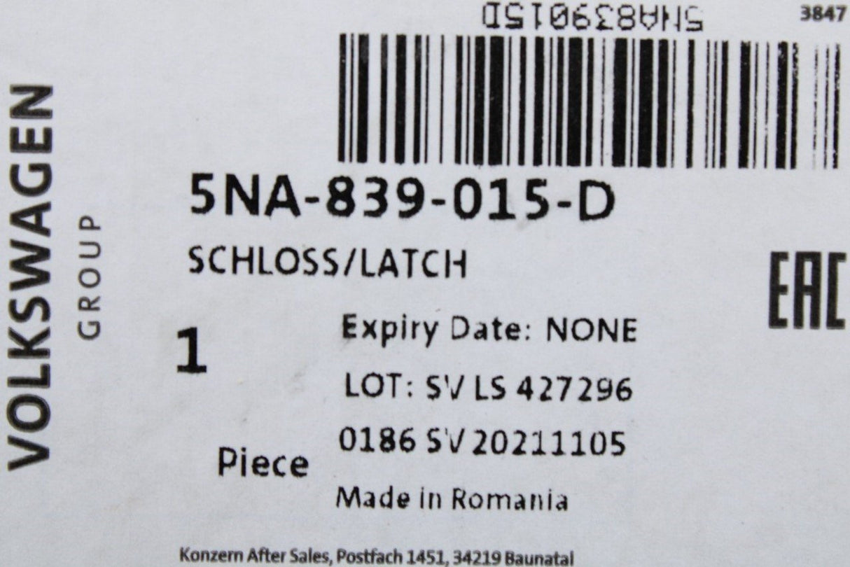 VW Tiguan Passat 2015-On door lock keyless entry (rear left) 5NA839015D