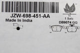 VW Golf MK7 2013-2016 rear brake pads for 272mm discs JZW698451AA