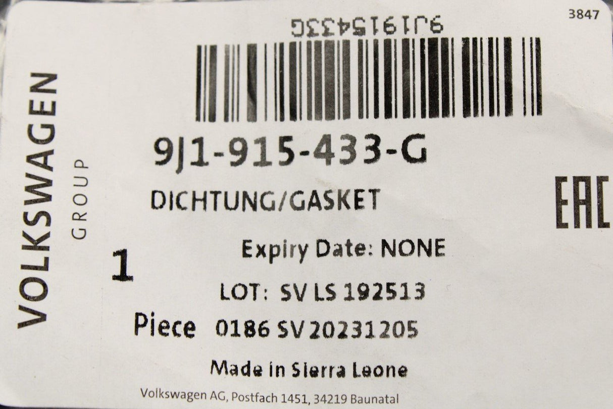 Audi e-tron GT 2021-on battery isolator seal 9J1915433G