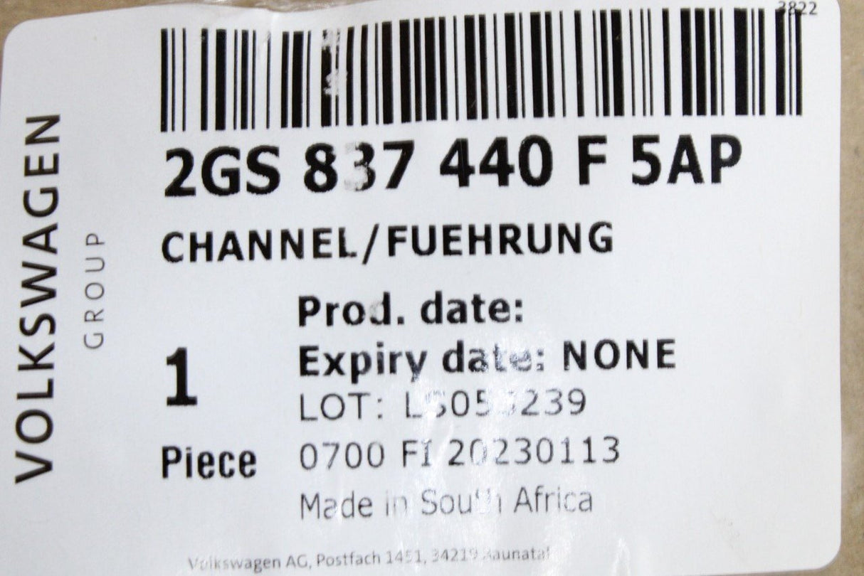 VW Polo AW 2018-on window guide (front right) 2GS837440F 5AP