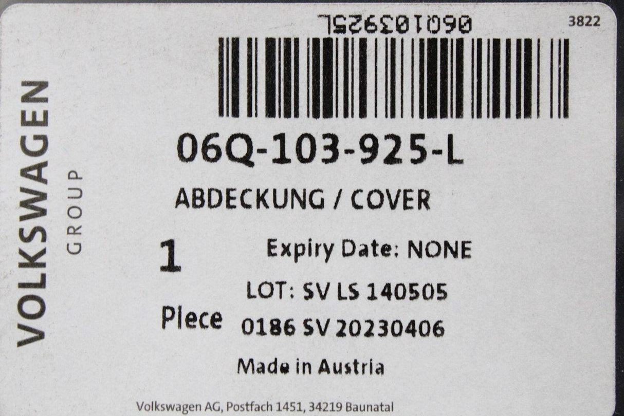 VW Golf R Polo GTI T-Roc Audi A3 TT SEAT 2.0 TSI engine cover 06Q103925L