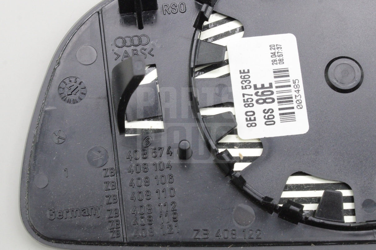 Audi A3 S3 8P 04-09 A4 S4 RS4 01-09 wing mirror glass (right) 8E0857536E