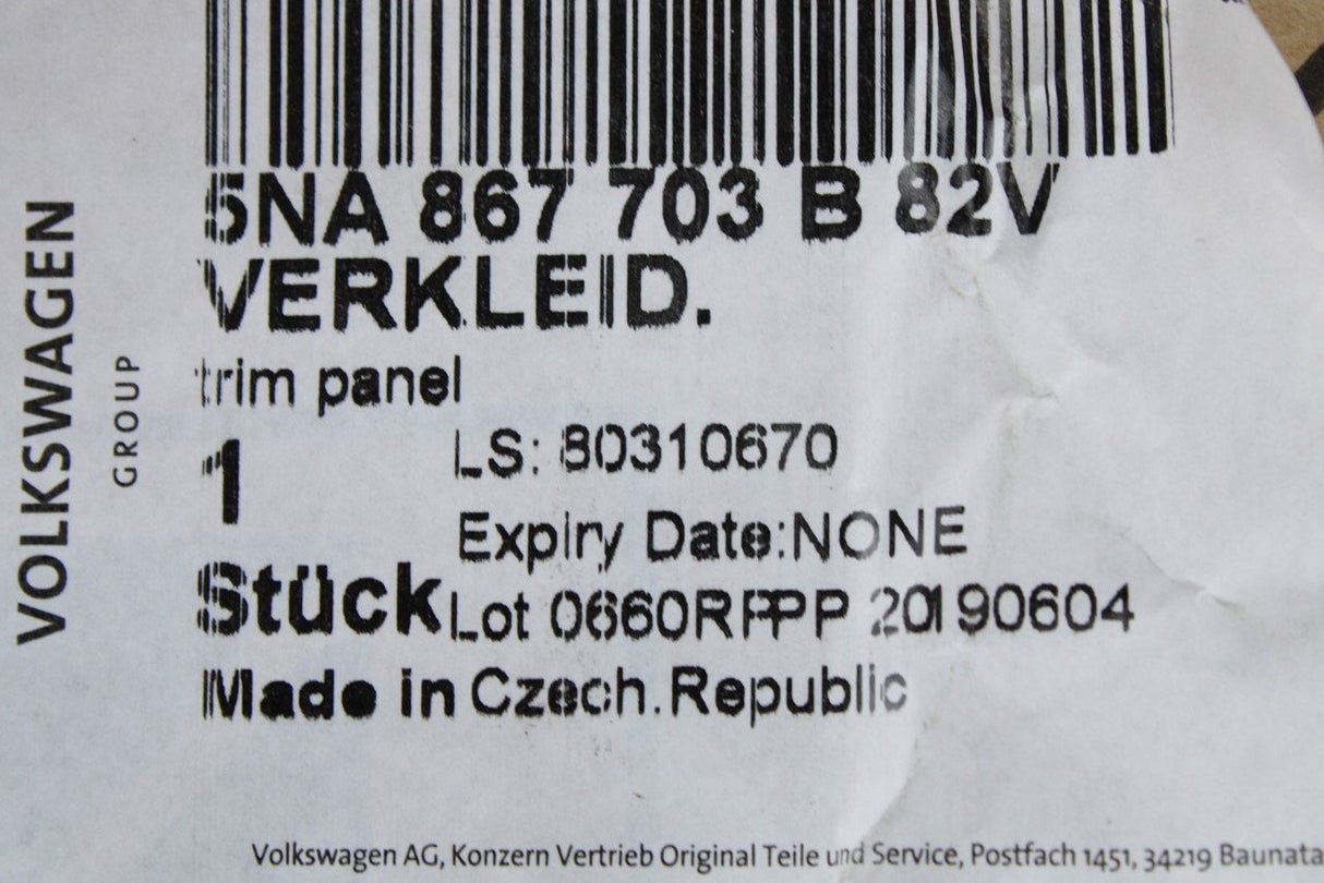 VW Tiguan 2017-21 parcel shelf holding trim (left) 5NA867703B 82V