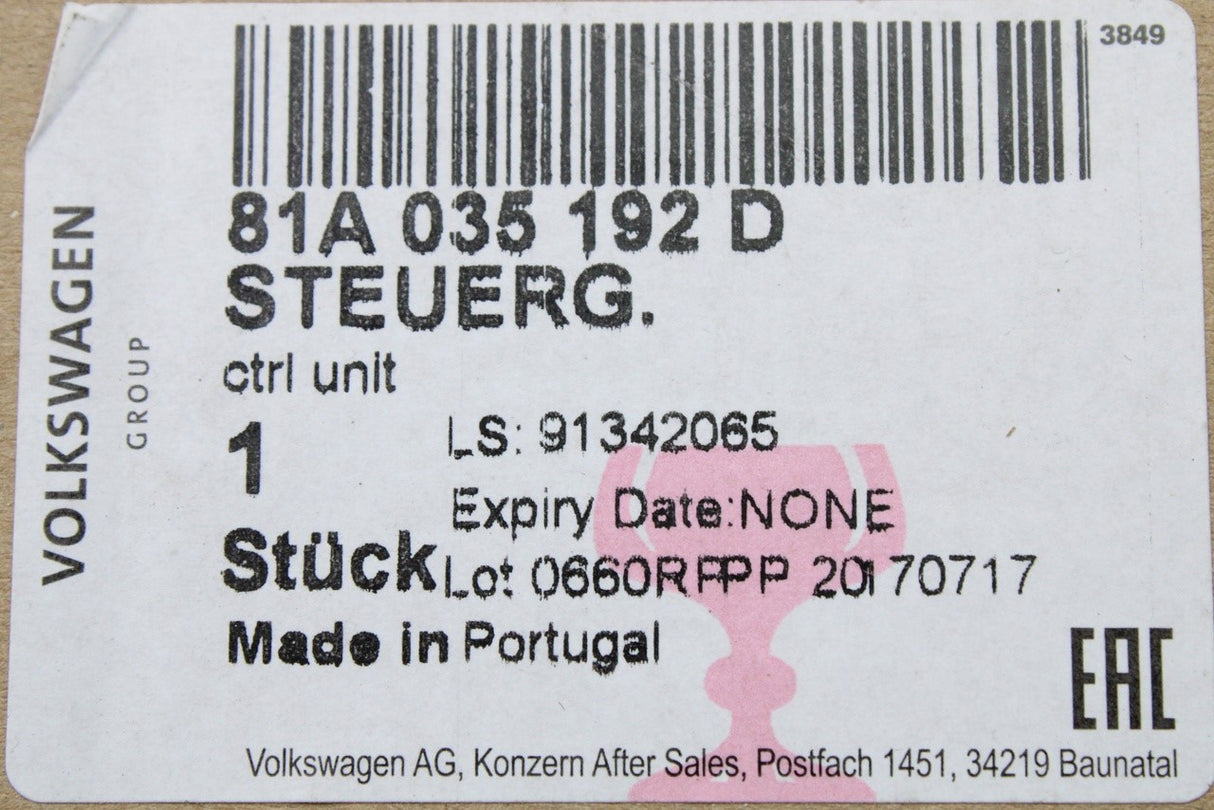 Audi A3 S3 RS3 2017-2020 Q2 17-on MIB multimedia control unit 81A035192D