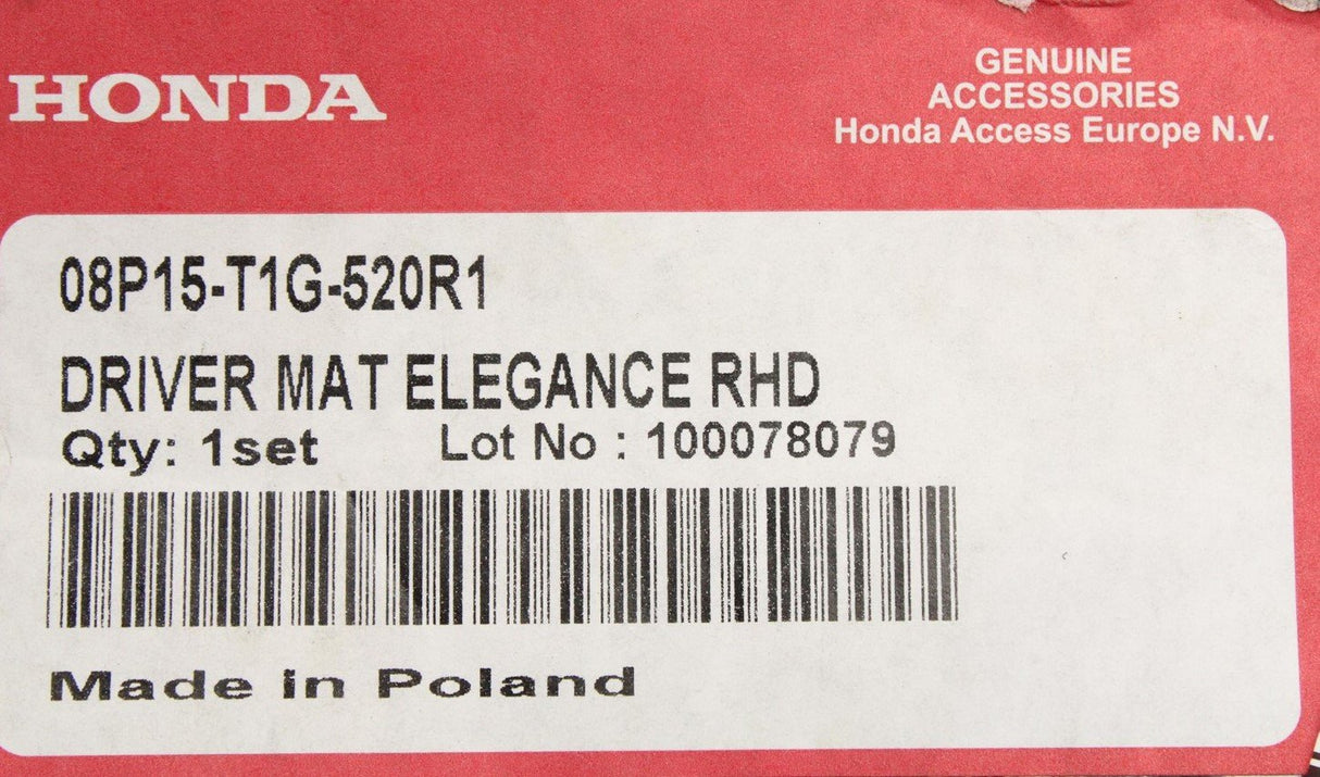 Honda CRV RHD drivers elegance floor mat (front right) 08P15-T1G-520R1