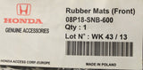Honda Civic RHD all weather floor mats (front) 08P18-SNB-600