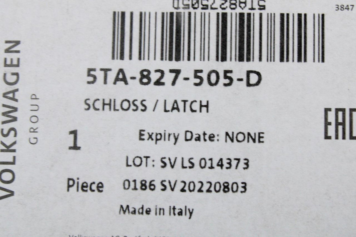 VW Arteon Tiguan SEAT Tarraco boot lid latch lock (rear) 5TA827505D