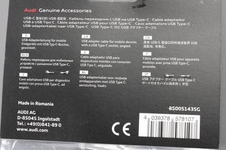 Audi USB to USB-C phone adapter cable 8S0051435G