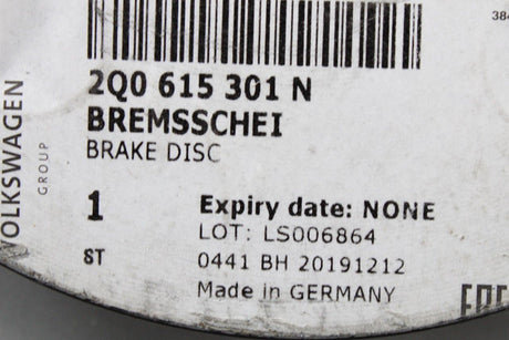 VW Polo GTI AW 2018-Onward Front brake discs 312x25 (pair) 2Q0615301N
