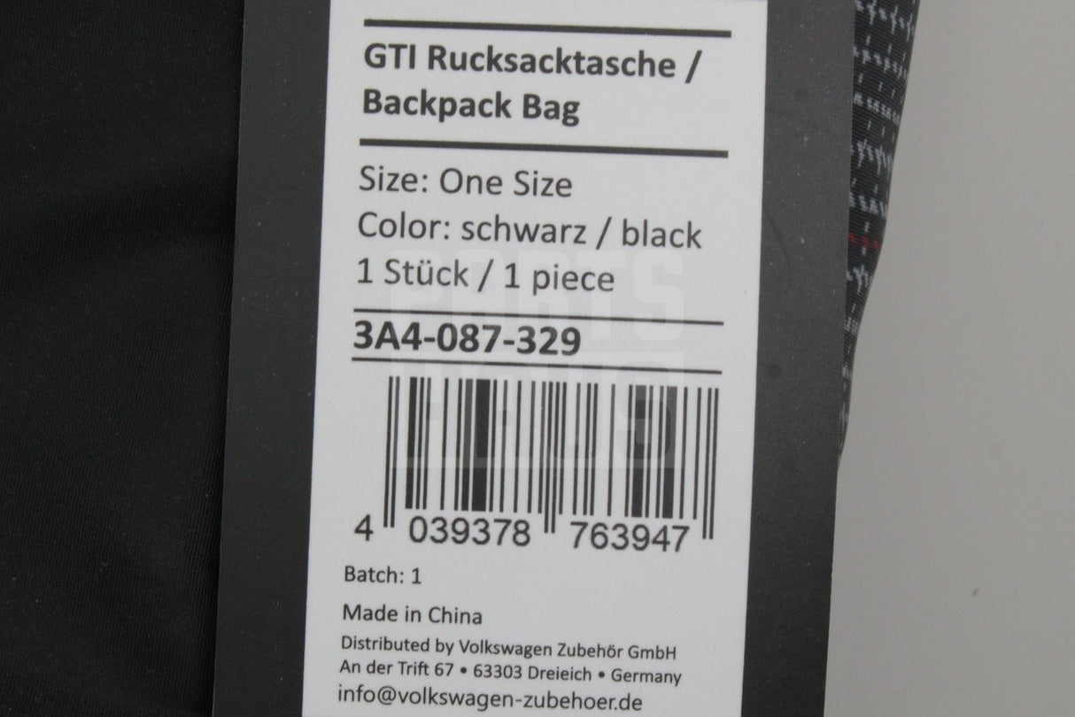 VW GTI collection carry bag in black 3A4087329