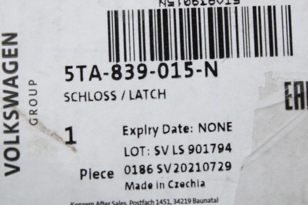 VW Touran Audi A3 Q3 Skoda rear door lock mechanism (left) 5TA839015N