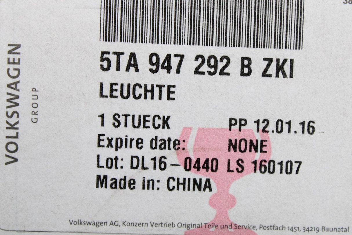 VW Tiguan Touran rear LED roof interior light (right) 5TA947292B ZKI