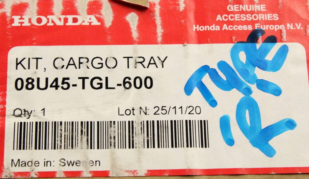 Honda Civic Type R boot liner tray with dividers 08U45-TGL-600