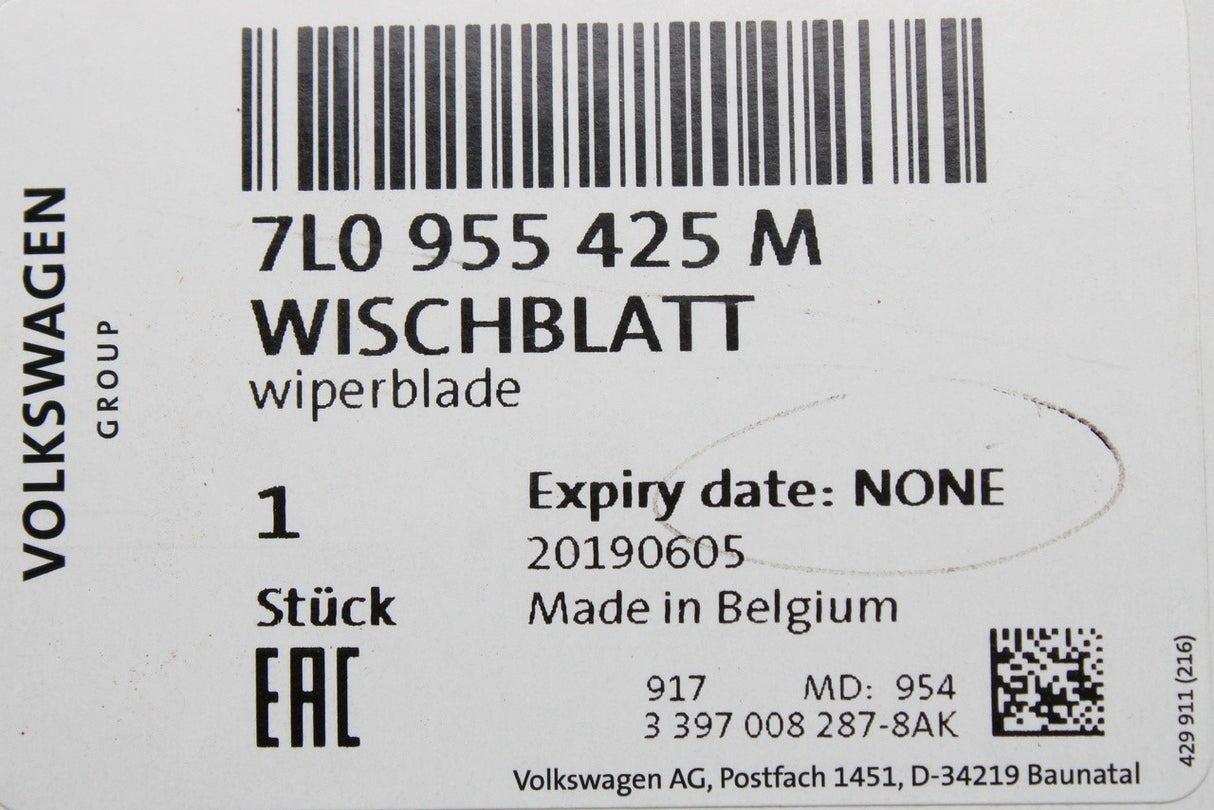 VW Touareg 2003-2010 RHD front windscreen wiper blade (x1) 7L0955425M